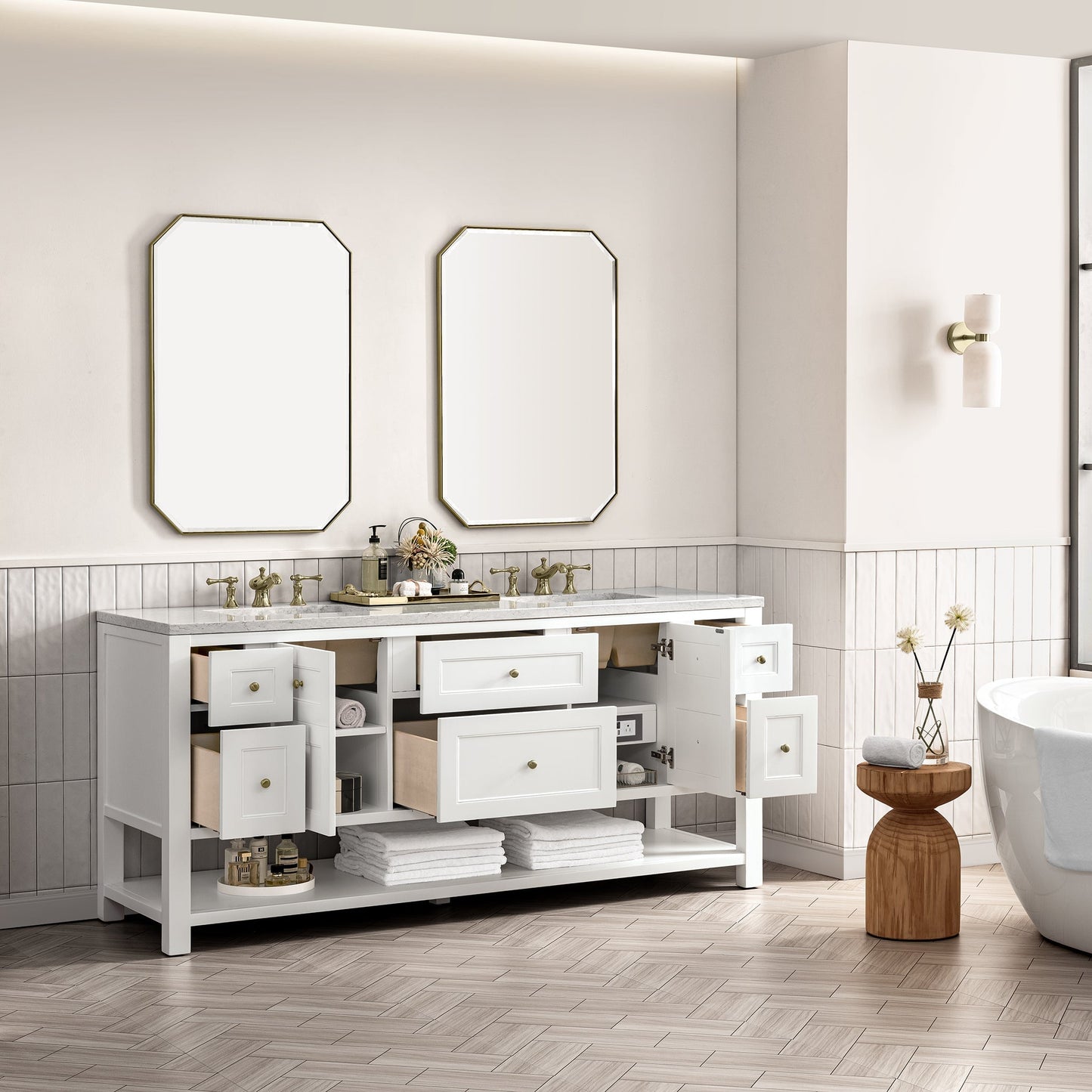
                  
                    Breckenridge 72" Double Vanity in Bright White Double Bathroom Vanity James Martin Vanities 
                  
                