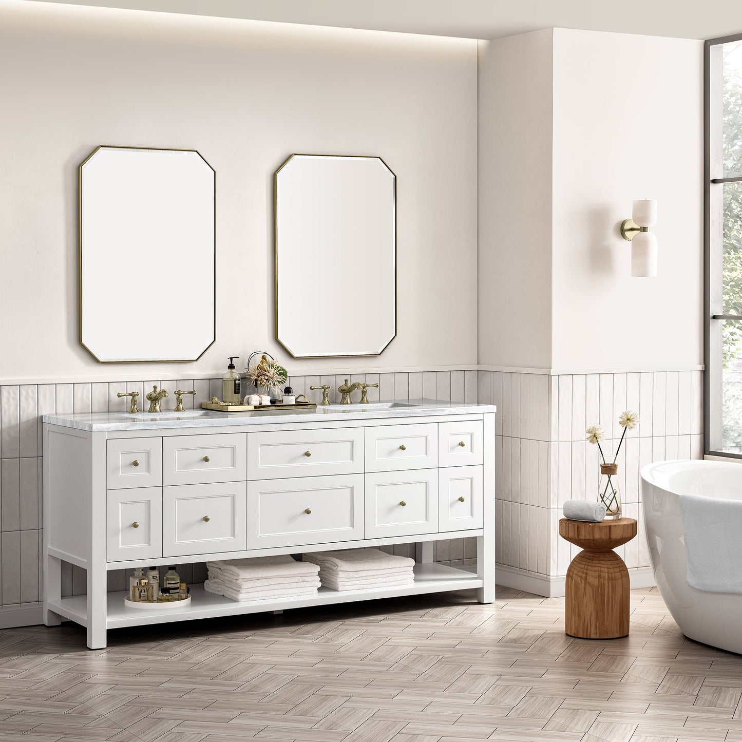 
                  
                    Breckenridge 72" Double Vanity in Bright White Double Bathroom Vanity James Martin Vanities 
                  
                