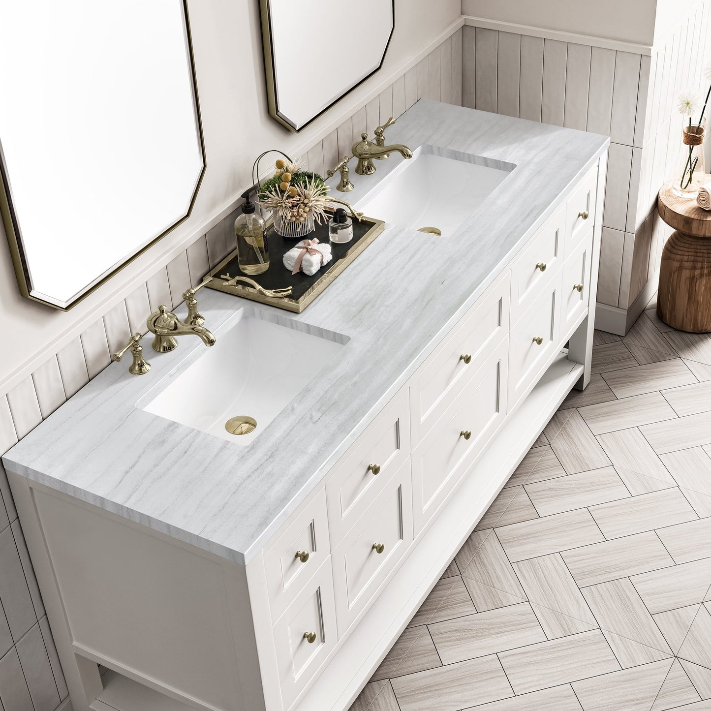 
                  
                    Breckenridge 72" Double Vanity in Bright White Double Bathroom Vanity James Martin Vanities Arctic Fall Solid Surface 
                  
                