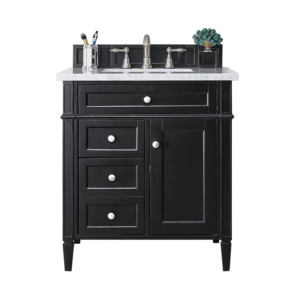 
                  
                    Brittany 30" Single Bathroom Vanity in Black Onyx Single Bathroom Vanity James Martin Vanities Carrara White Marble 
                  
                