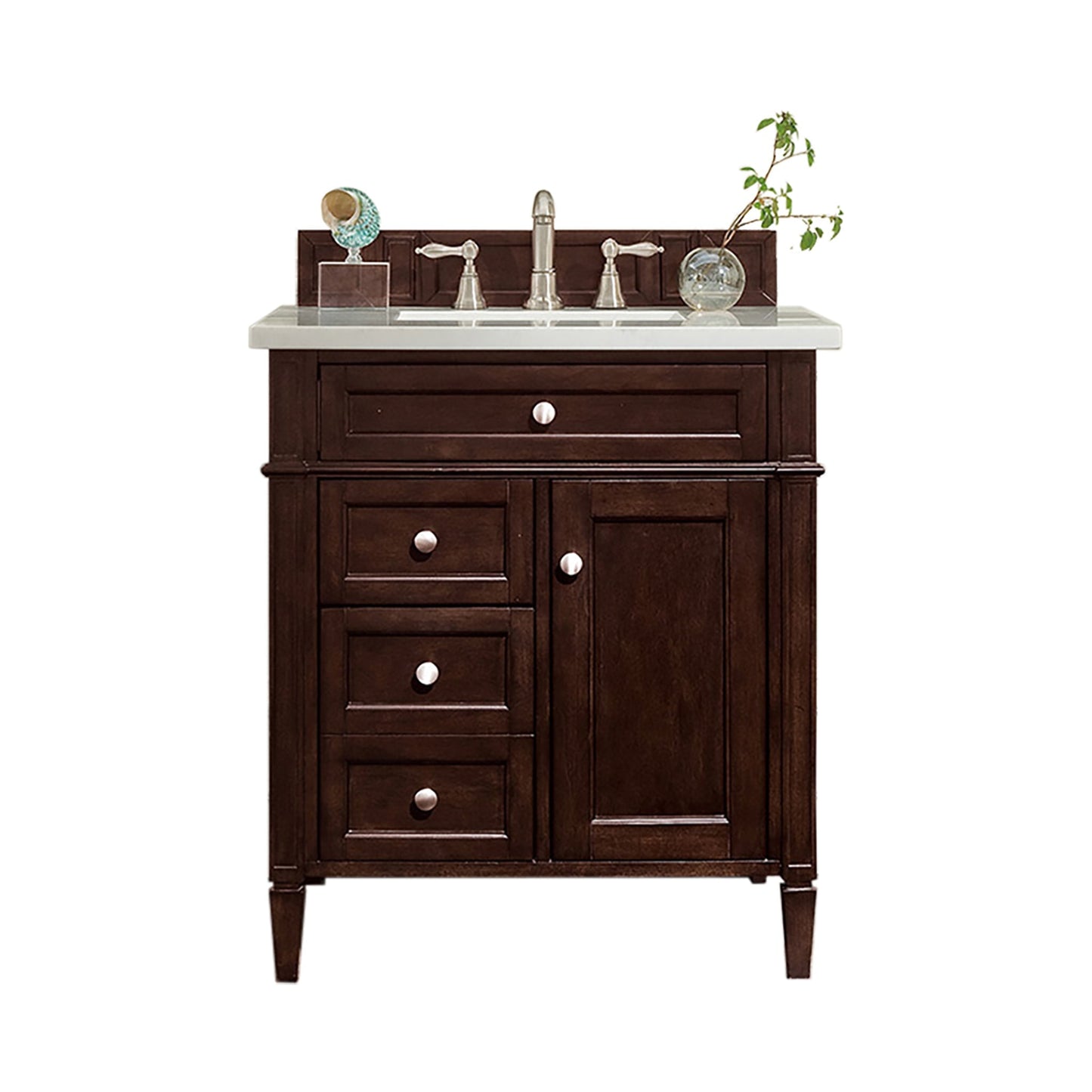 
                  
                    Brittany 30" Single Bathroom Vanity in Burnished Mahogany Single Bathroom Vanity James Martin Vanities Carrara White Marble 
                  
                