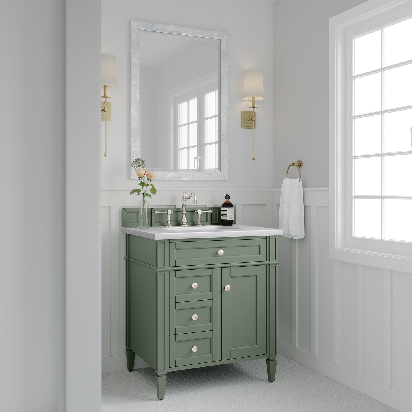 
                  
                    Brittany 30" Single Bathroom Vanity in Smokey Celadon Single Bathroom Vanity James Martin Vanities 
                  
                