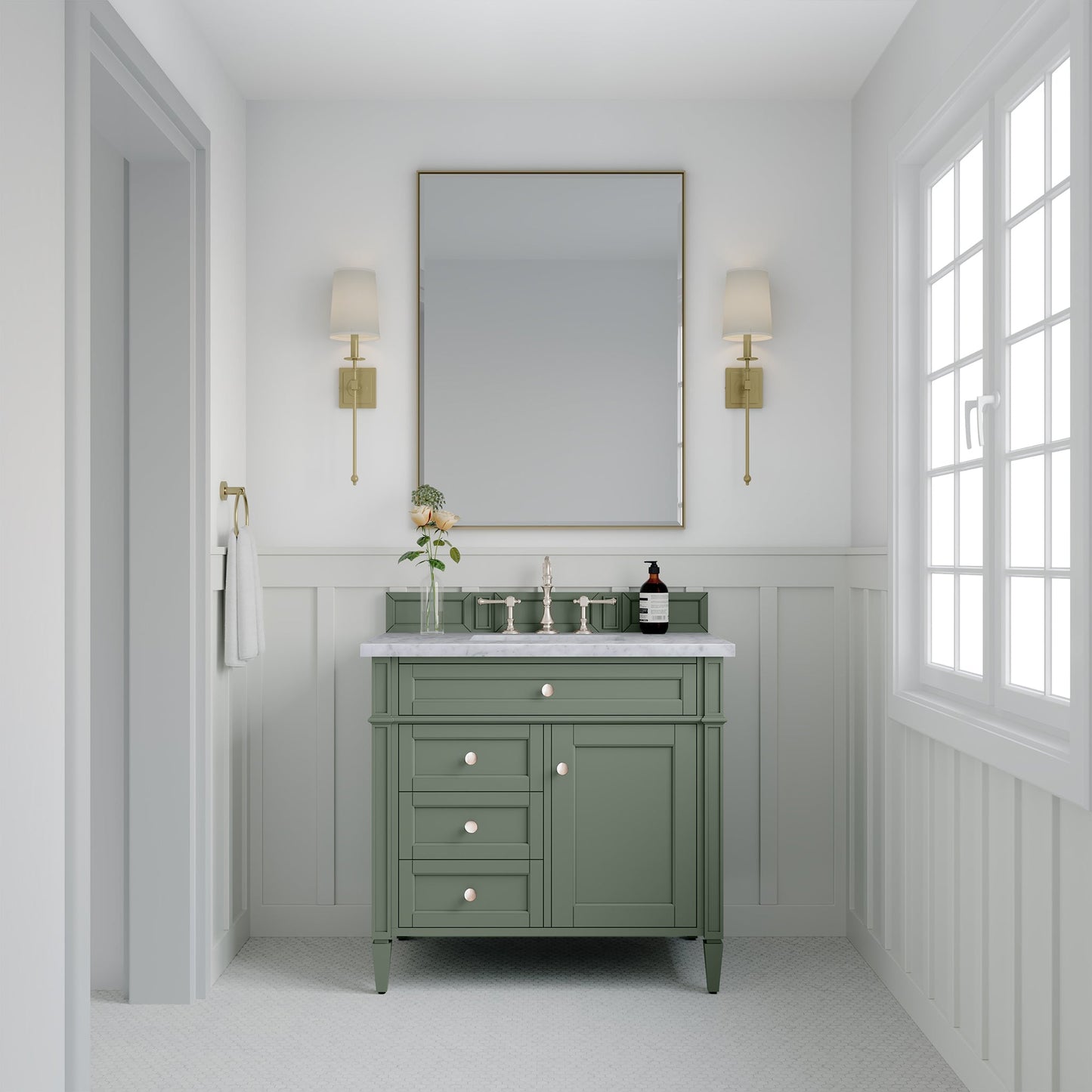 Brittany 36" Single Bathroom Vanity in Smokey Celadon Single Bathroom Vanity James Martin Vanities 