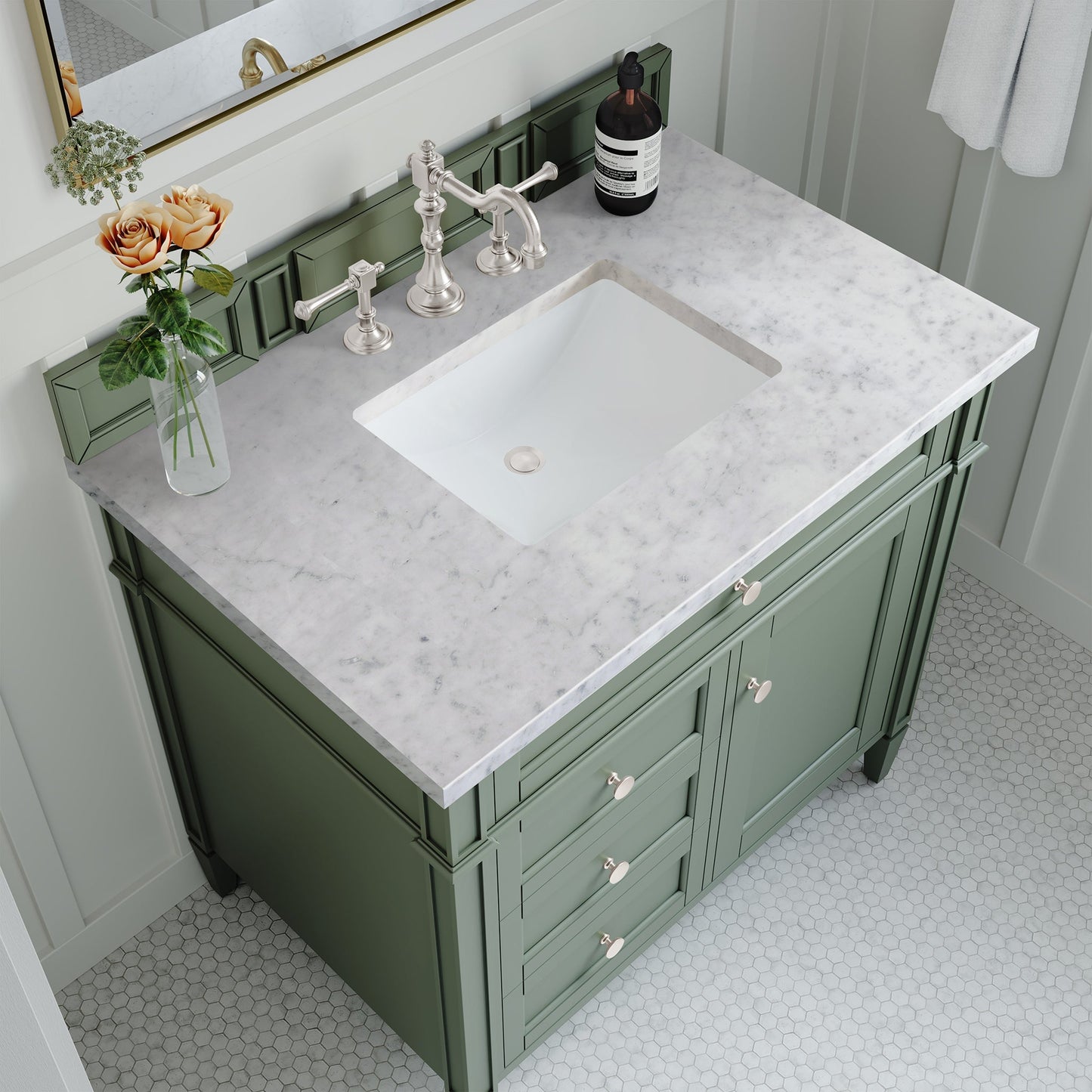 
                  
                    Brittany 36" Single Bathroom Vanity in Smokey Celadon Single Bathroom Vanity James Martin Vanities 
                  
                