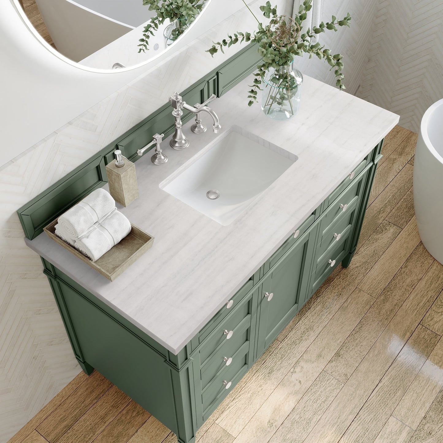 
                  
                    Brittany 48" Single Bathroom Vanity in Smokey Celadon Single Bathroom Vanity James Martin Vanities 
                  
                