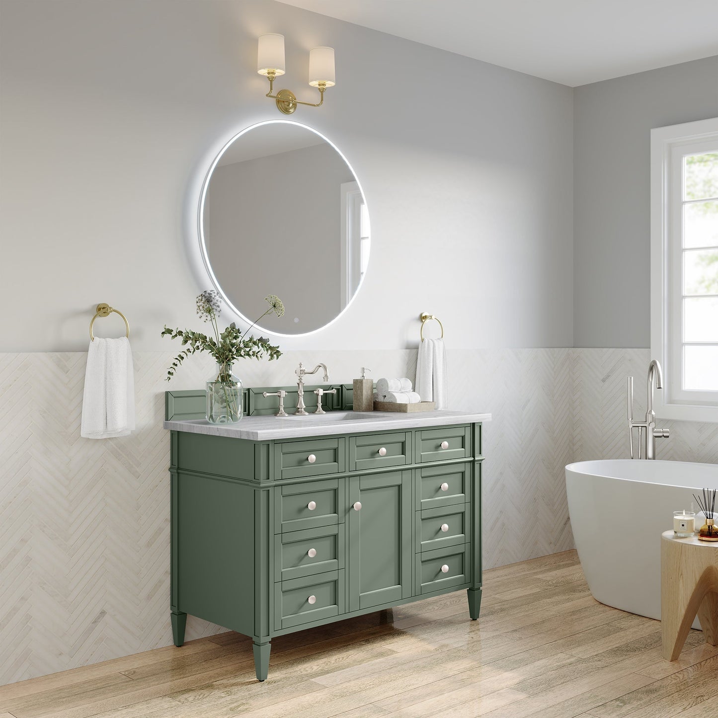 
                  
                    Brittany 48" Single Bathroom Vanity in Smokey Celadon Single Bathroom Vanity James Martin Vanities 
                  
                