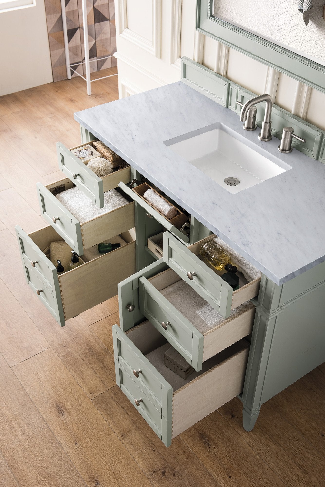 
                  
                    Brittany 48" Single Vanity Cabinet, Sage Green Single Bathroom Vanity James Martin Vanities 
                  
                