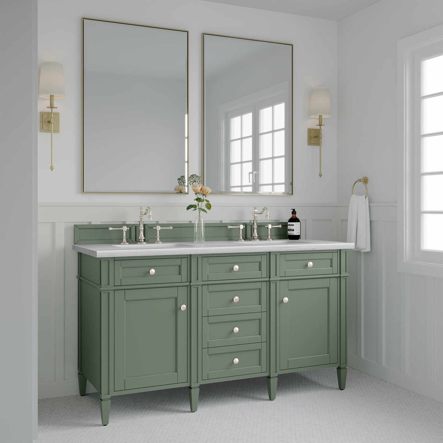 
                  
                    Brittany 60" Double Bathroom Vanity in Smokey Celadon Double bathroom Vanity James Martin Vanities 
                  
                