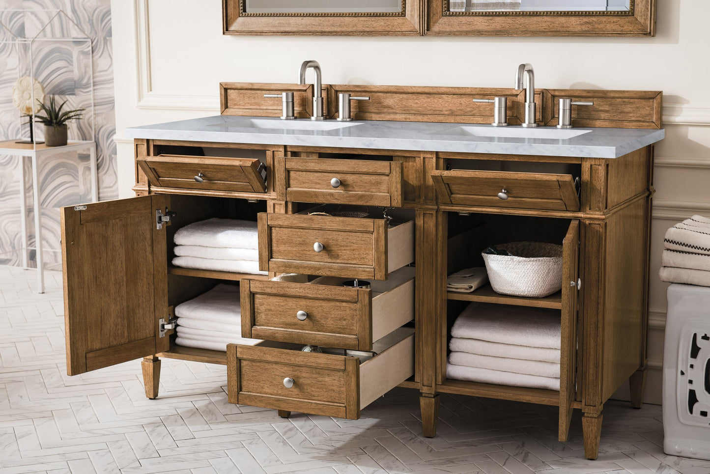 
                  
                    Brittany 60" Double Vanity Cabinet, Saddle Brown Double Bathroom Vanity James Martin Vanities 
                  
                