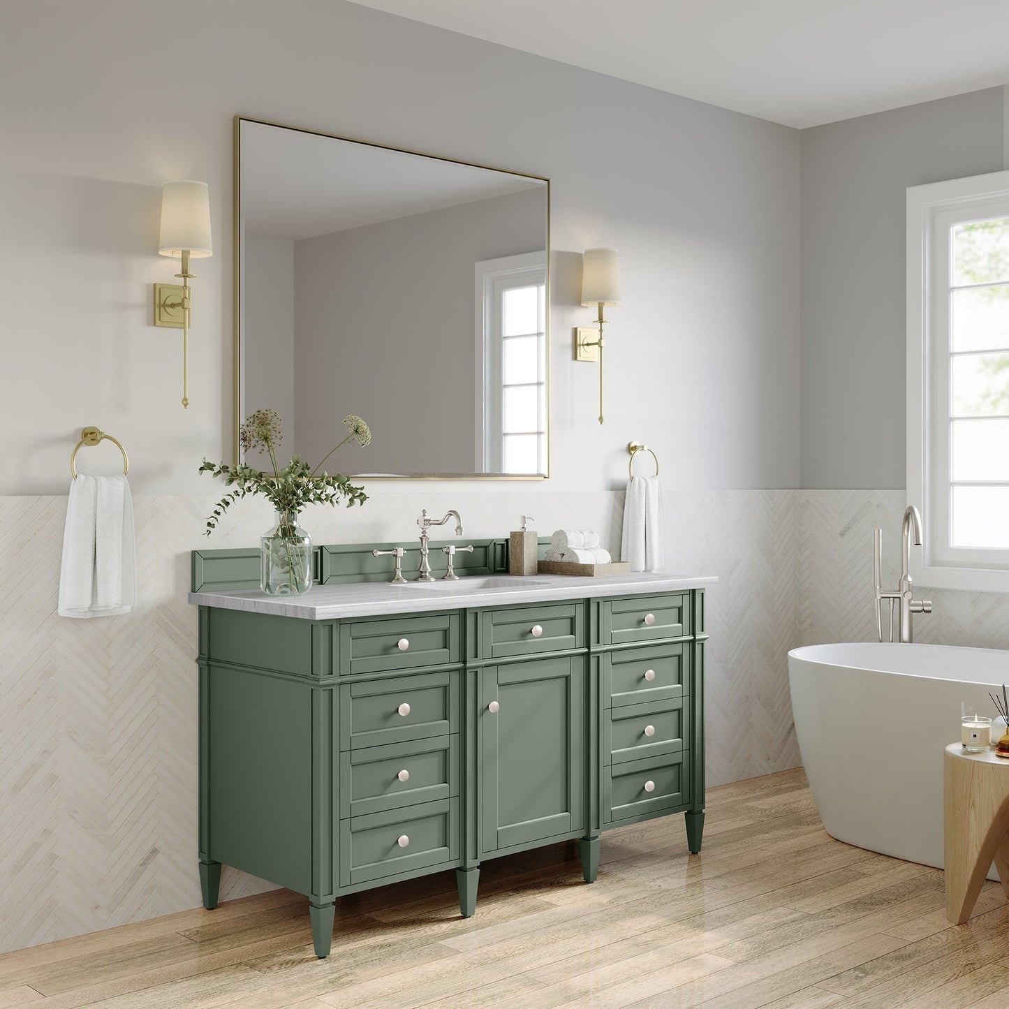 
                  
                    Brittany 60" Single Bathroom Vanity in Smokey Celadon Single Bathroom Vanity James Martin Vanities 
                  
                
