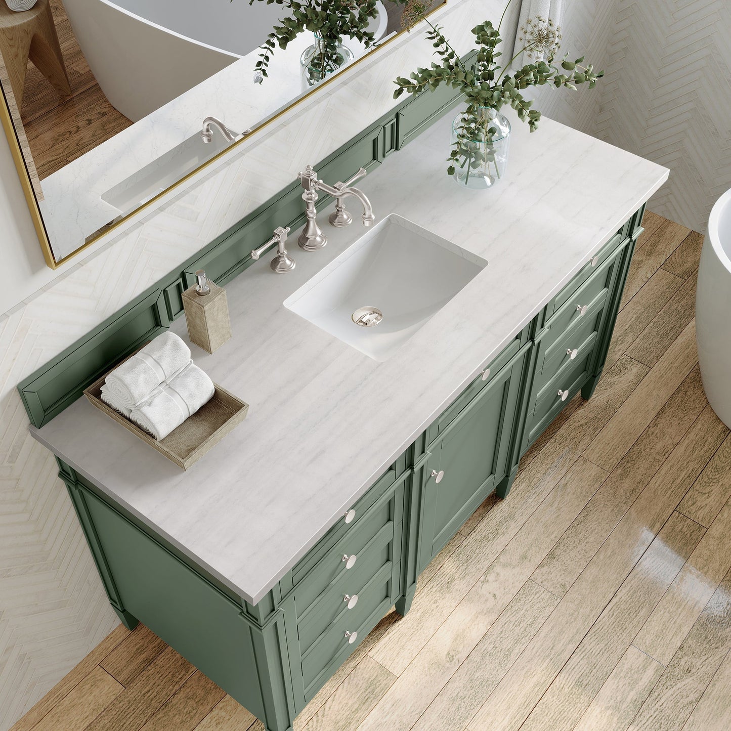 
                  
                    Brittany 60" Single Bathroom Vanity in Smokey Celadon Single Bathroom Vanity James Martin Vanities 
                  
                