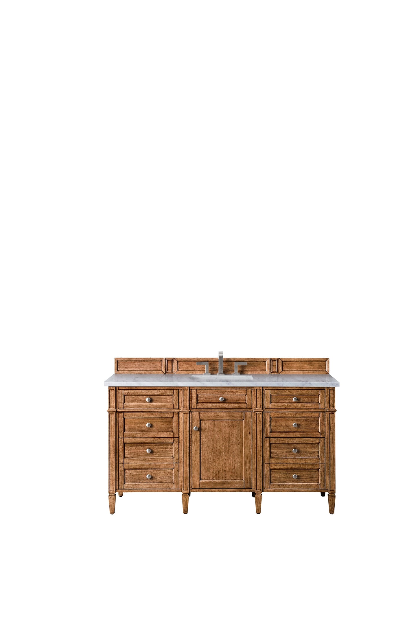 
                  
                    Brittany 60" Single Vanity Cabinet in Saddle Brown Single Bathroom Vanity James Martin Vanities Carrara White Marble 
                  
                