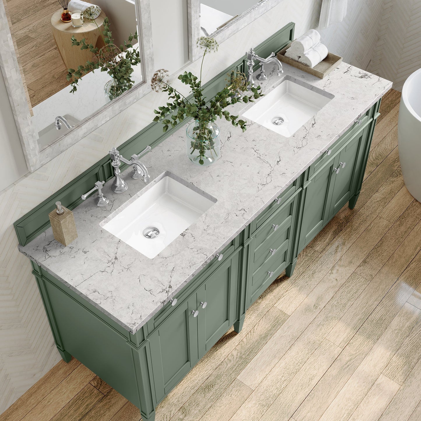 
                  
                    Brittany 72" Double Bathroom Vanity in Smokey Celadon Double bathroom Vanity James Martin Vanities 
                  
                