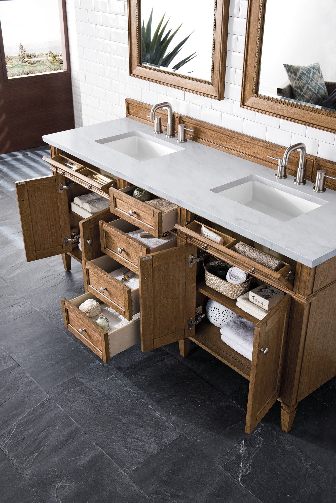 
                  
                    Brittany 72" Double Vanity Cabinet, Saddle Brown Double Bathroom Vanity James Martin Vanities 
                  
                