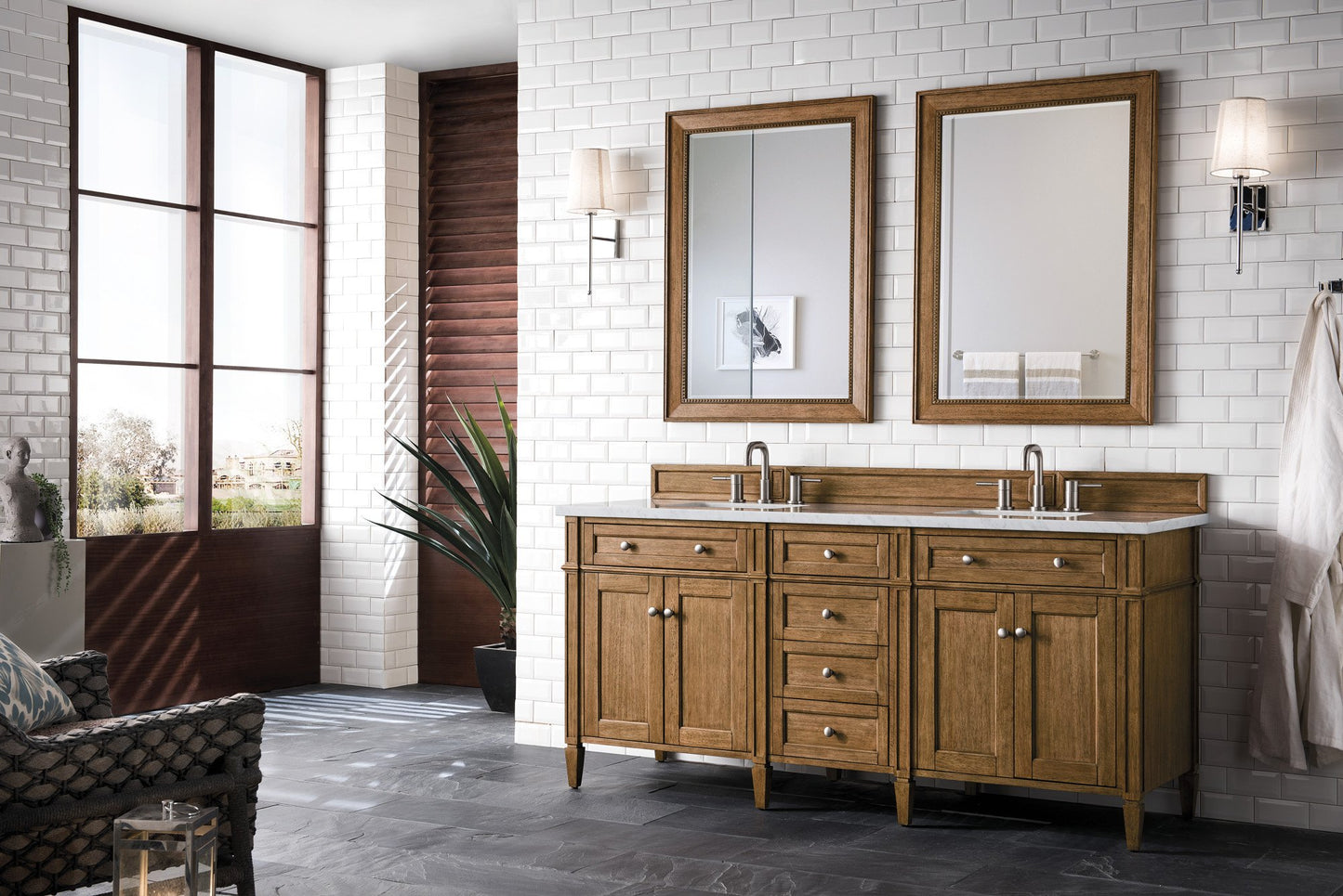 
                  
                    Brittany 72" Double Vanity Cabinet, Saddle Brown Double Bathroom Vanity James Martin Vanities 
                  
                
