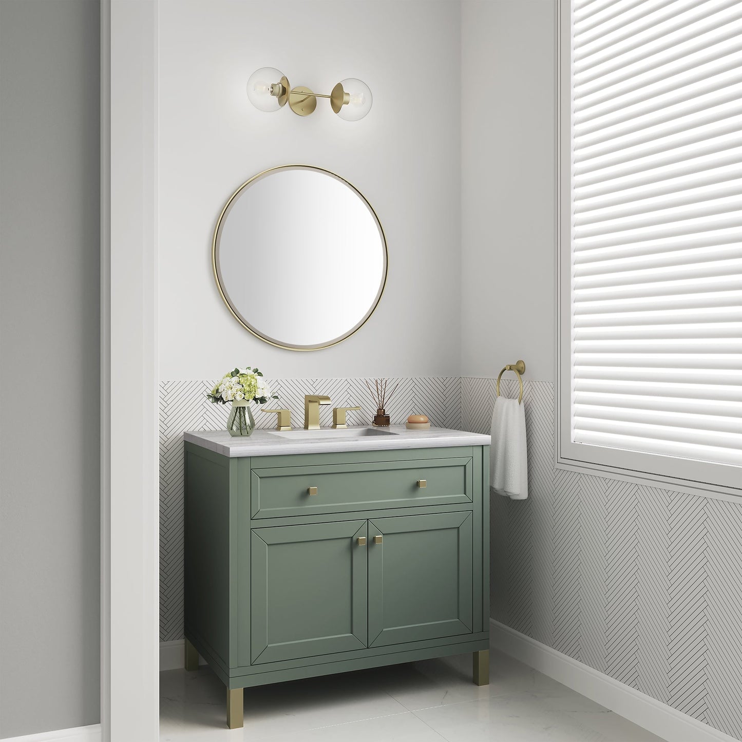 
                  
                    Chicago 36" Single Bathroom Vanity in Smokey Celadon Single Bathroom Vanity James Martin Vanities 
                  
                