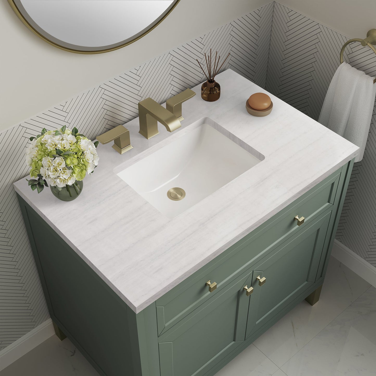 
                  
                    Chicago 36" Single Bathroom Vanity in Smokey Celadon Single Bathroom Vanity James Martin Vanities 
                  
                
