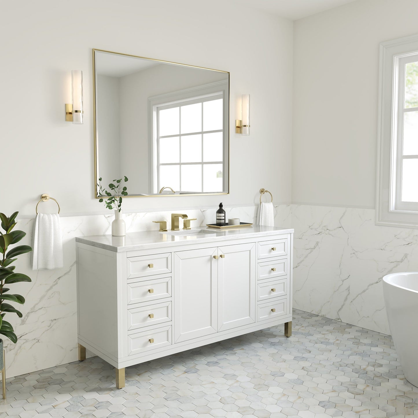 
                  
                    Chicago 60" Single Bathroom Vanity in Glossy White Single Bathroom Vanity James Martin Vanities 
                  
                