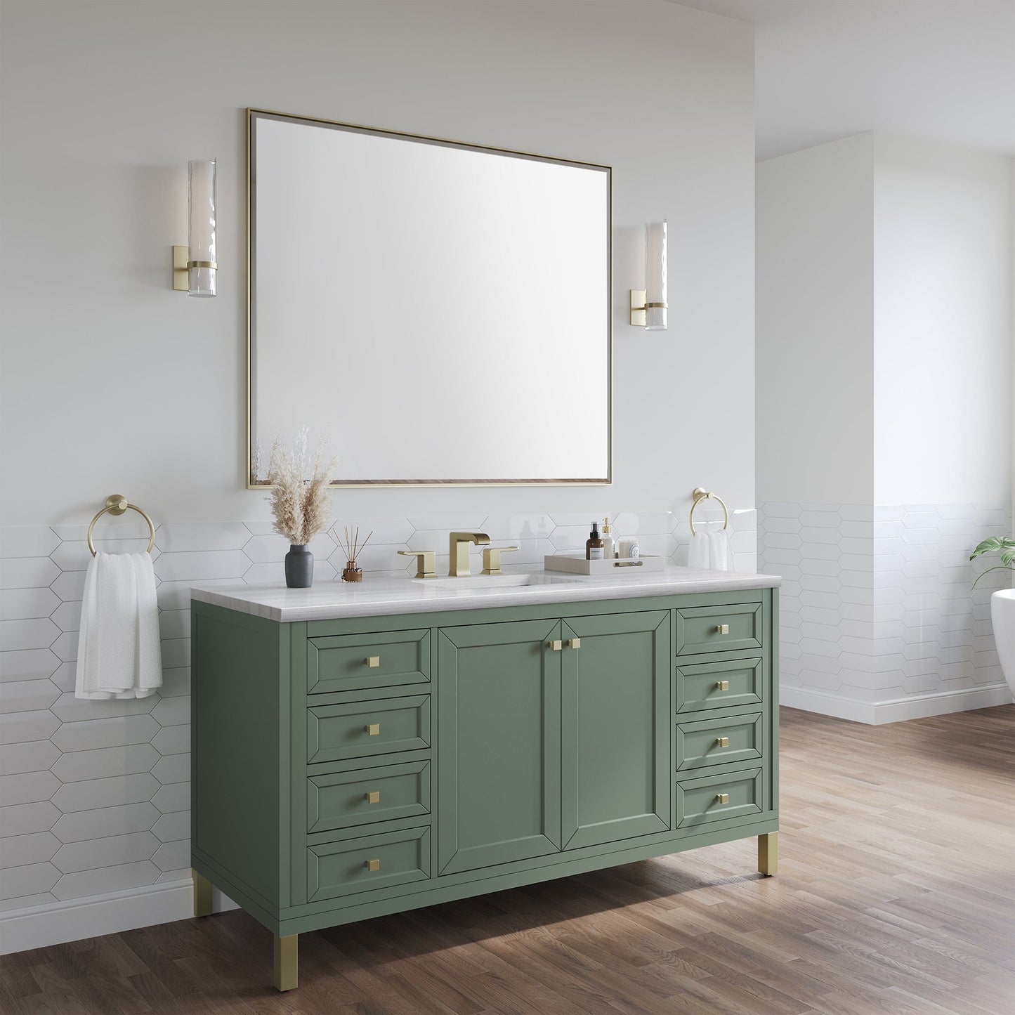 
                  
                    Chicago 60" Single Bathroom Vanity in Smokey Celadon Single Bathroom Vanity James Martin Vanities 
                  
                
