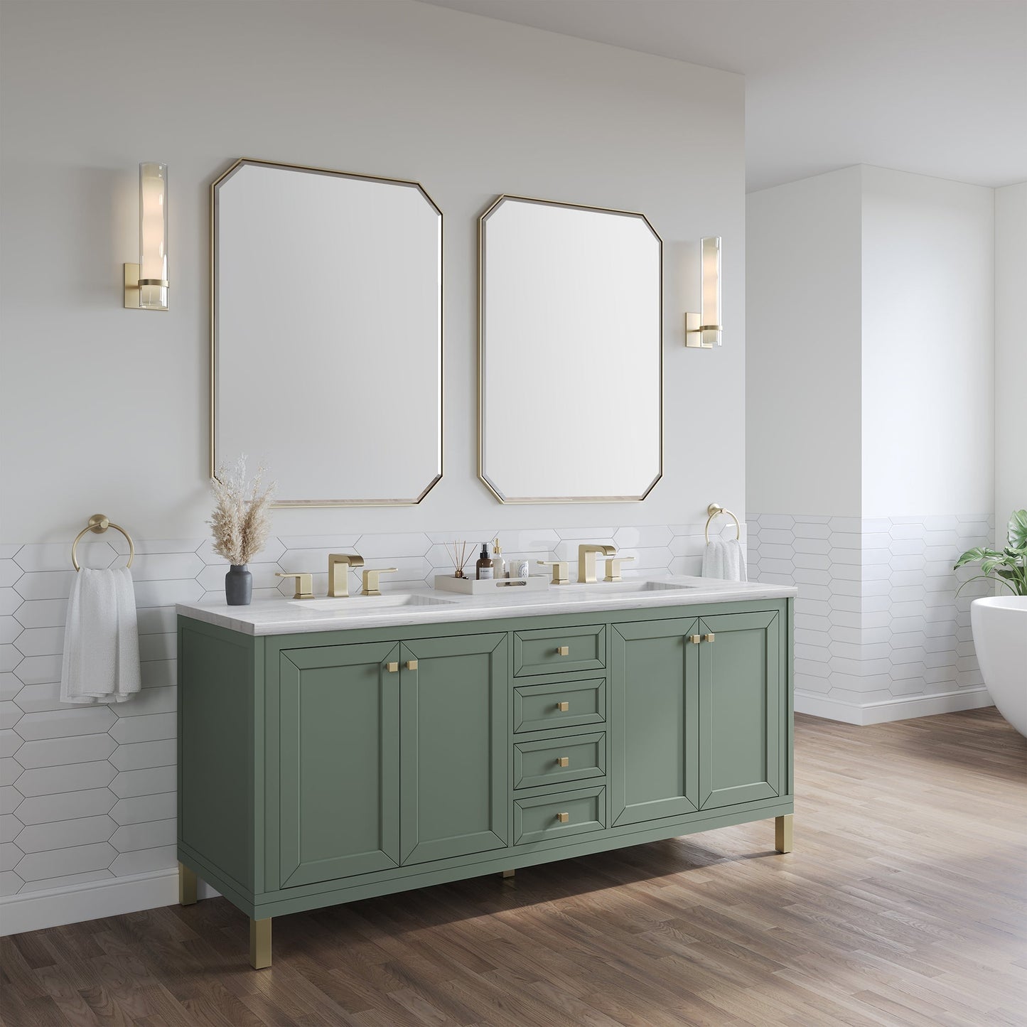 
                  
                    Chicago 72" Double Bathroom Vanity in Smokey Celadon Double bathroom Vanity James Martin Vanities 
                  
                