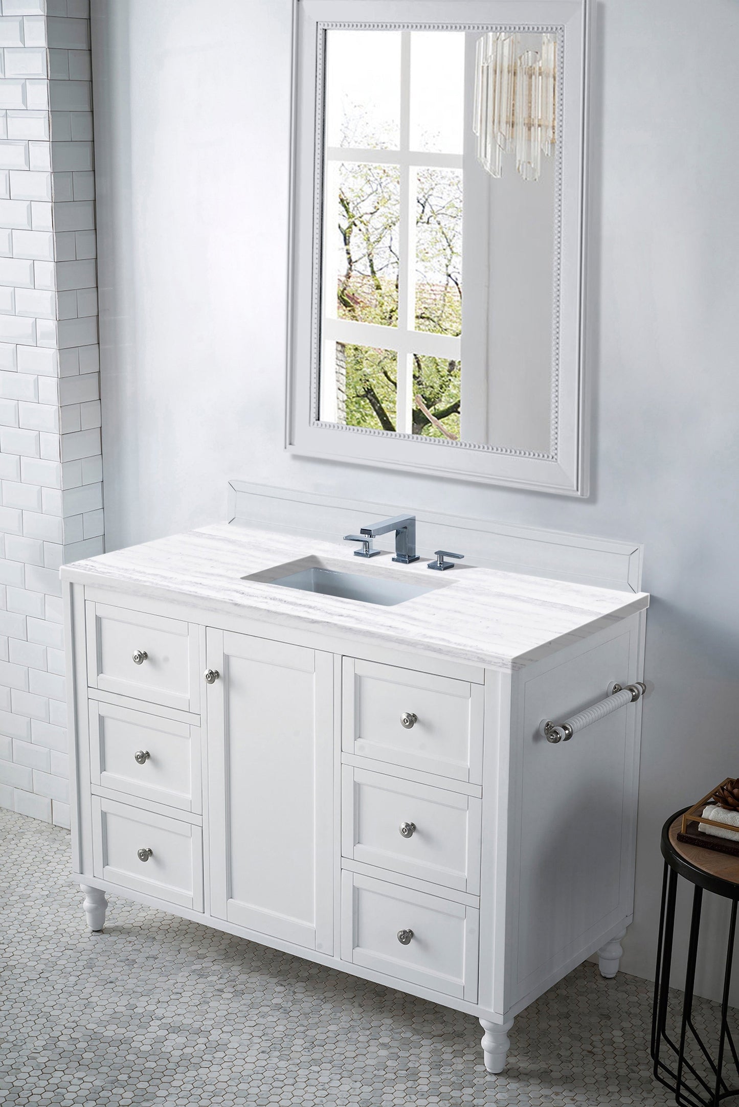 
                  
                    Copper Cove Encore 48" Single Bathroom Vanity Single Bathroom Vanity James Martin Vanities Bright White Arctic Fall Solid Surface 
                  
                