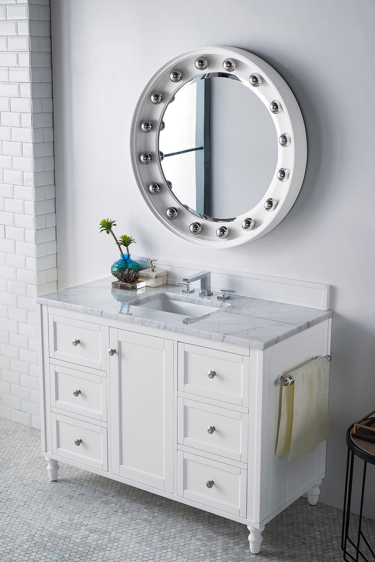 
                  
                    Copper Cove Encore 48" Single Bathroom Vanity Single Bathroom Vanity James Martin Vanities Bright White Carrara White Marble 
                  
                