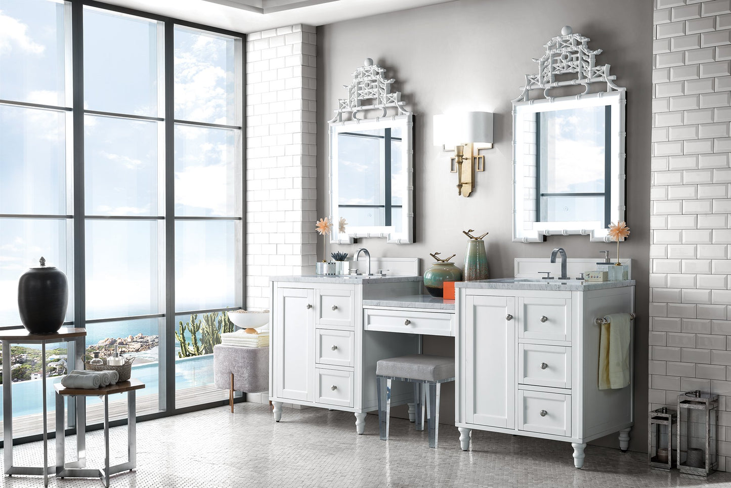 
                  
                    Copper Cove Encore 86" Double Bathroom Vanity, Bright White Double bathroom Vanity James Martin Vanities 
                  
                