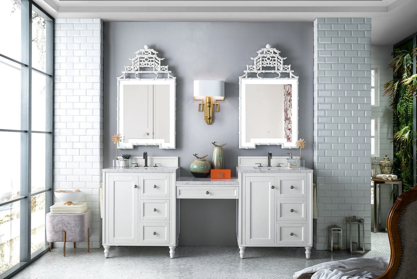 Copper Cove Encore 86" Double Bathroom Vanity, Bright White Double bathroom Vanity James Martin Vanities 