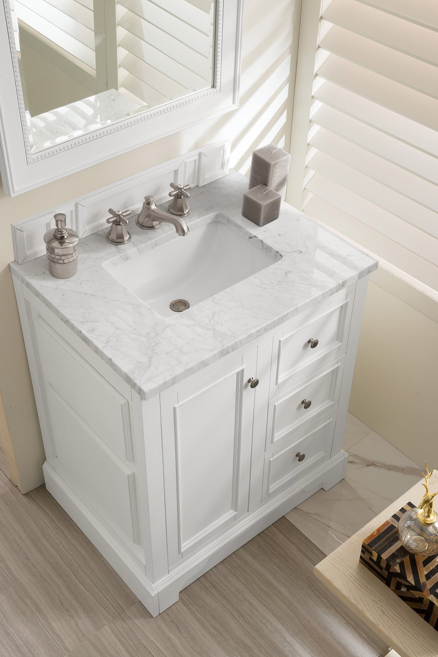 
                  
                    De Soto 30" Single Bathroom Vanity Single Bathroom Vanity James Martin Vanities Carrara White Marble 
                  
                