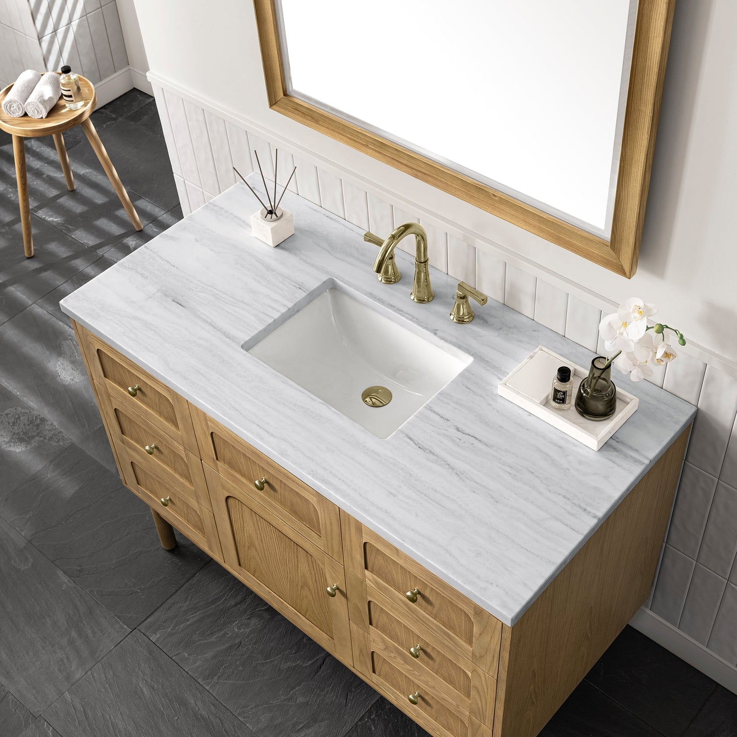 
                  
                    Laurent 48" Single Vanity James Martin Vanities Arctic Fall Solid Surface 
                  
                