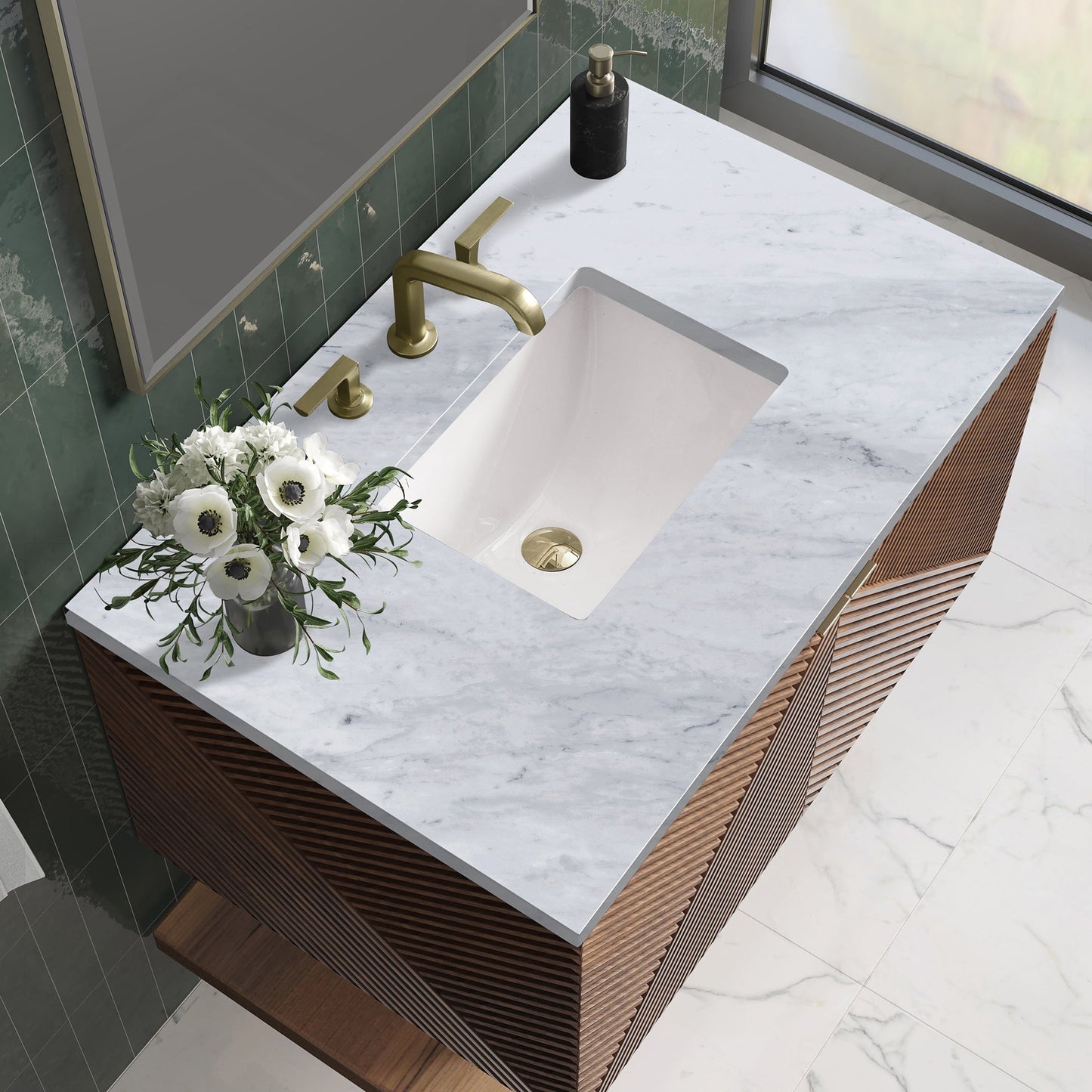 
                  
                    Marcello 36" Vanity Single Bathroom Vanity James Martin Vanities Cararra White Marble 
                  
                